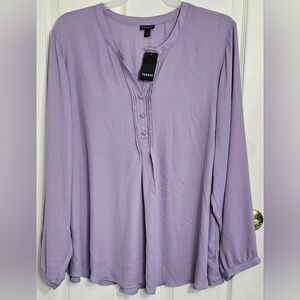 Torrid NWT Plus Size 4X Light Purple Pintuck Georgette Blouse Long Sleeve Top 4